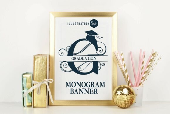 Graduation Monogram Banner Font for Editorial Design